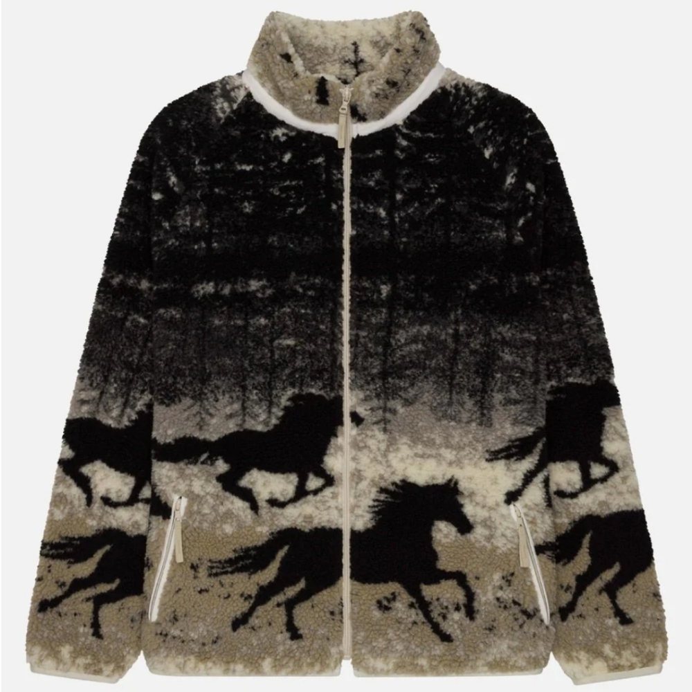 kuwalla tee Black and Beige Horse terry fleece Jacket small